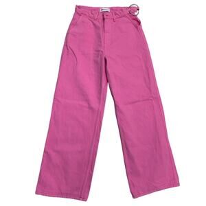ZARA Bright Pink Wide‑Leg Jeans 💗 High‑Waist Flowing & Heart Charm ✨ Size 2